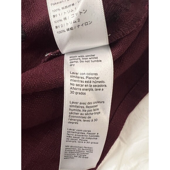 Topshop Embroidered Shift Dress Size 12 Burgundy 3/4 Sleeve Peter Pan Collar - Picture 15 of 15
